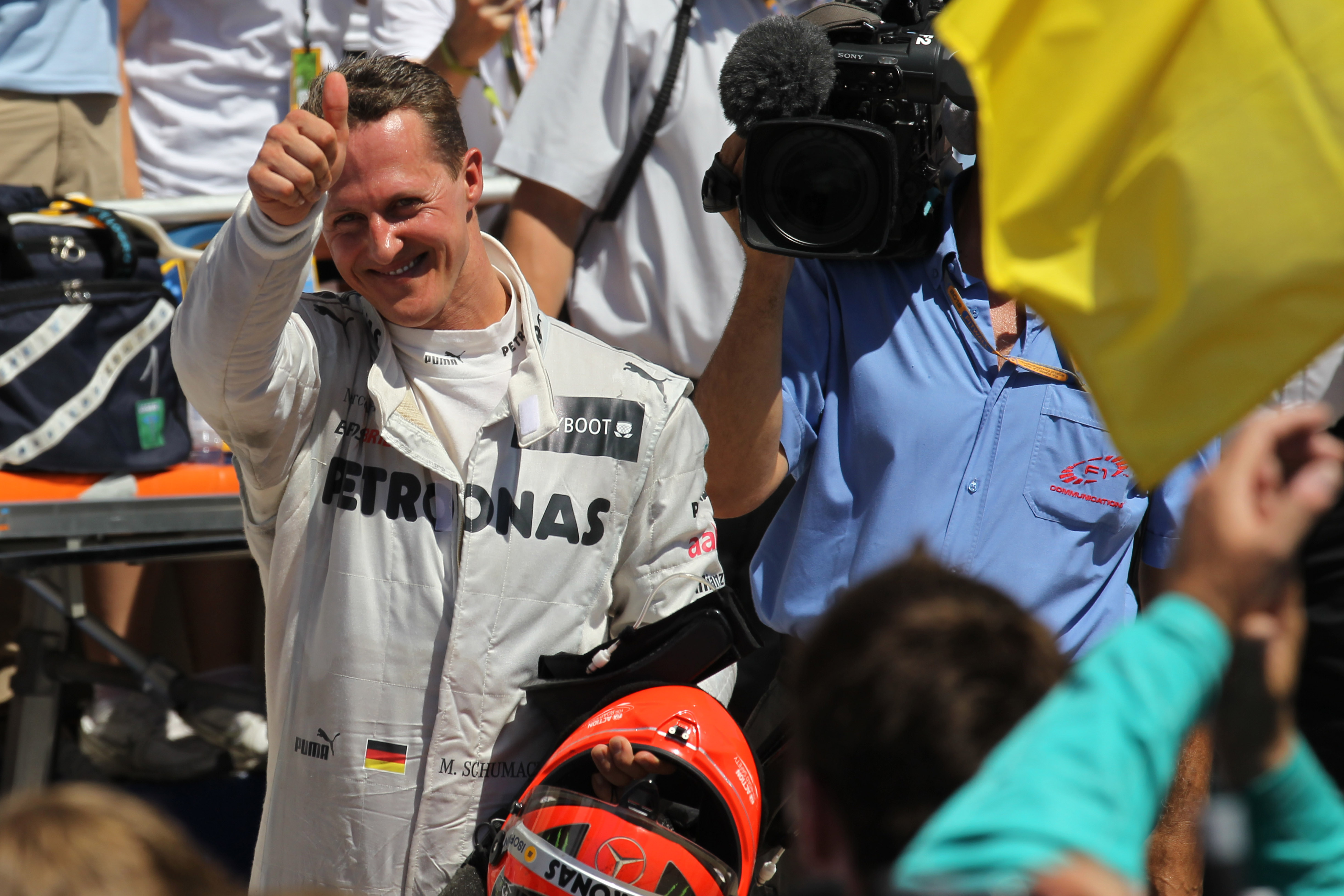 Schumacher pakt eerste podium sinds comeback