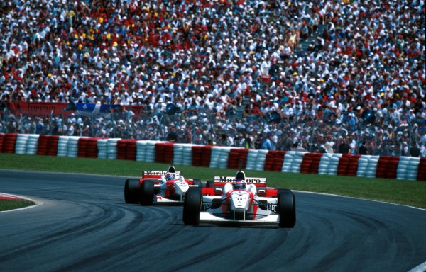 Mika Hakkinen(FIN) Mclaren MP4-11 5th place, leads team mate Coulthard 4th place Canadian Grand Prix, Montreal, 16th June 1996