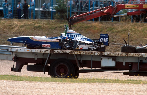 The remains of Villeneuve's Williams French GP, Magny Cours, 30 June 1996