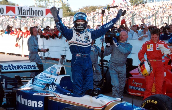 I've done it !! Damon Hill(GBR) Williams FW18, 1996 World Champion Japanese Grand Prix, Suzuka, 13th October 1996