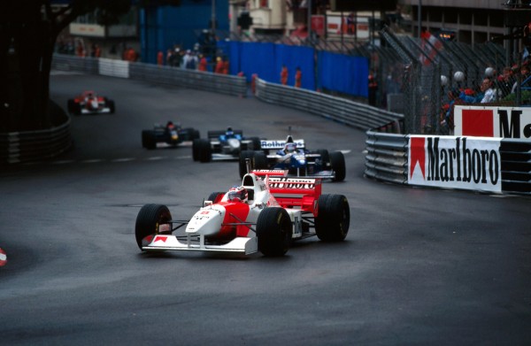 Second place finisher David Coulthard (GBR) McLaren Mercedes MP4/11, had to borrow one of Michael Schumacher's spare helmets during the race after having problems with his usual helmet misting up in the wet conditions. Formula One World Championship, Rd6, Monaco Grand Prix, Monte-Carlo, Monaco, 19 May 1996.