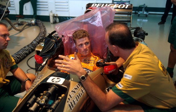 After announcing that he will drive for Jordan in 1997, Ralf Schumacher has a seat fitting Portugese GP, Estoril, 22 Septemeber 1996