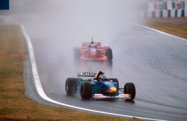 Heinz Harald Frentzen(GER) Sauber C15, 4th place leads Jos Verstappen Spanish Grand Prix, Barcelona, 2nd June 1996