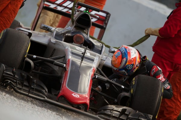 Formula One Testing, Barcelona, Circuit de Catalunya, Barcelona, Spain, Thursday 3 March 2016 - Romain Grosjean (FRA) Haas F1 Team VF-16 in the gravel trap.