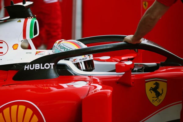 Formula One Testing, Barcelona, Circuit de Catalunya, Barcelona, Spain, Friday 4 March 2016 - Sebastian Vettel (GER) Ferrari SF16-H running the Halo cockpit cover.