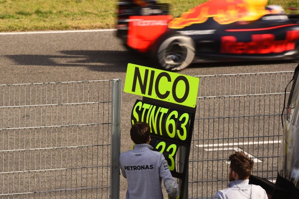 www.sutton-images.com PIt board for Nico Rosberg (GER) Mercedes AMG F1 at Formula One Testing, Day Two, Barcelona, Spain, Wednesday 2 March 2016.