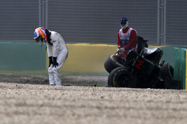 www.sutton-images.com Race retiree Fernando Alonso (ESP) McLaren MP4-31 after his crash at Formula One World Championship, Rd1, Australian Grand Prix, Race, Albert Park, Melbourne, Australia, Sunday 20 March 2016.