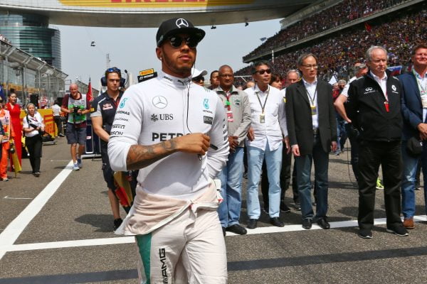 Formula One World Championship 2016, Round 3, Chinese Grand Prix, Shanghai, China, Sunday 17 April 2016 - Lewis Hamilton (GBR) Mercedes AMG F1 on the grid.