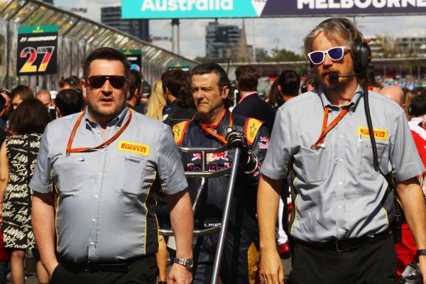 Formula One World Championship 2016, Round 1, Australian Grand Prix, Melbourne, Australia, Sunday 20 March 2016 - Paul Hembery (GBR) Pirelli Motorsport Director (Left) on the grid.
