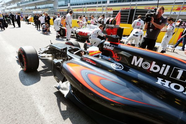 Formula One World Championship 2016, Round 4, Russian Grand Prix, Sochi, Russia, Sunday 1 May 2016 - Fernando Alonso (ESP) McLaren MP4-31 on the grid.