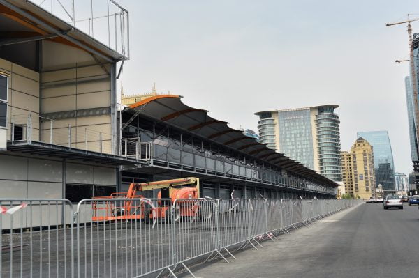 www.sutton-images.com Pit lane and garages construction at Baku City Visit, Baku, Azerbaijan, 28-29 April 2016.