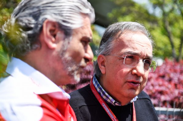 Formula One World Championship 2016, Round 3, Chinese Grand Prix, Shanghai, China, Sunday 17 April 2016 - L to R): Maurizio Arrivabene (ITA) Ferrari Team Principal with Sergio Marchionne (ITA), Ferrari President and CEO of Fiat Chrysler Automobiles.