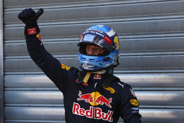 www.sutton-images.com Pole sitter Daniel Ricciardo (AUS) Red Bull Racing celebrates in parc ferme at Formula One World Championship, Rd6, Monaco Grand Prix, Qualifying, Monte-Carlo, Monaco, Saturday 28 May 2016.