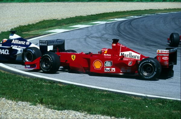 Juan Pablo Montoya(COL) BMW Williams FW23 and Michael Schumacher(GER) Ferrari F1 2001 collide Austrian Grand Prix, A1 Ring, 13 May 2001 BEST IMAGE