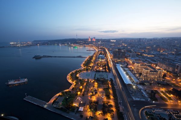 www.sutton-images.com Night view at Baku City Visit, Baku, Azerbaijan, 28-29 April 2016.