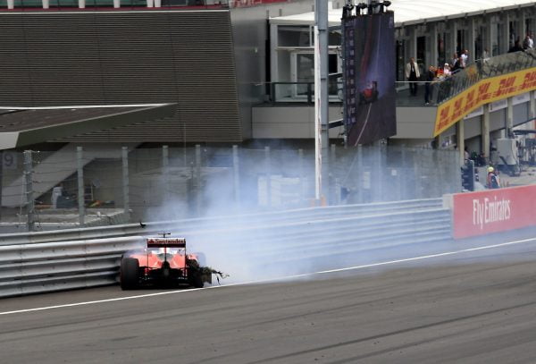 www.sutton-images.com Sebastian Vettel (GER) Ferrari SF16-H crashes out of the race with a blown rear tyre at Formula One World Championship, Rd9, Austrian Grand Prix, Race, Spielberg, Austria, Sunday 3 July 2016.