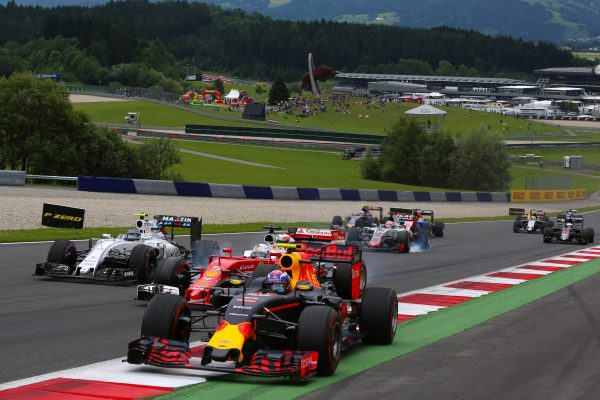 www.sutton-images.com Max Verstappen (NED) Red Bull Racing RB12 battles with Sebastian Vettel (GER) Ferrari SF16-H and Valtteri Bottas (FIN) Williams FW38 at Formula One World Championship, Rd9, Austrian Grand Prix, Race, Spielberg, Austria, Sunday 3 July 2016. BEST IMAGE