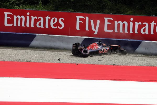 Formula One World Championship 2016, Round 9, Austrian Grand Prix, Spielberg, Austria, Saturday 2 July 2016 - Daniil Kvyat (RUS) Scuderia Toro Rosso STR11 crashed during qualifying.