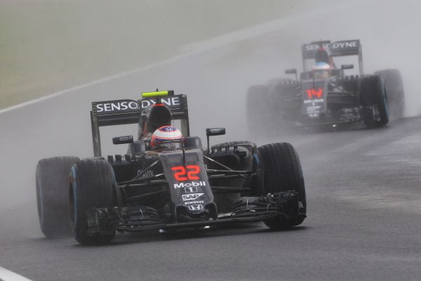 Formula One World Championship 2016, Round 11, Hungarian Grand Prix, Budapest, Hungary, Saturday 23 July 2016 - Jenson Button (GBR) McLaren MP4-31 leads team mate Fernando Alonso (ESP) McLaren MP4-31.