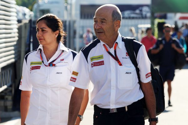 Formula One World Championship 2015, Round 12, Italian Grand Prix, Monza, Italy, Sunday 6 September 2015 - L to R): Monisha Kaltenborn (AUT) Sauber Team Principal with Peter Sauber (SUI) Sauber President of the Board of Directors.