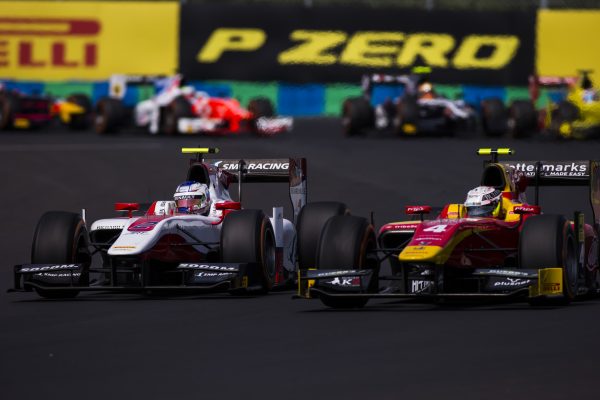 2016 GP2 Series Round 6 Hungaroring, Budapest, Hungary. Sunday 24 July 2016. Sergey Sirotkin (RUS, ART Grand Prix) & Jordan King (GBR, Racing Engineering) Photo: Sam Bloxham/GP2 Series Media Service. ref: Digital Image _SLA7979