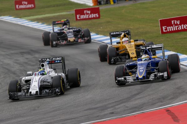 www.sutton-images.com Felipe Massa (BRA) Williams FW38 and Marcus Ericsson (SWE) Sauber C35 battle at Formula One World Championship, Rd12, German Grand Prix, Race, Hockenheim, Germany, Sunday 31 July 2016. BEST IMAGE