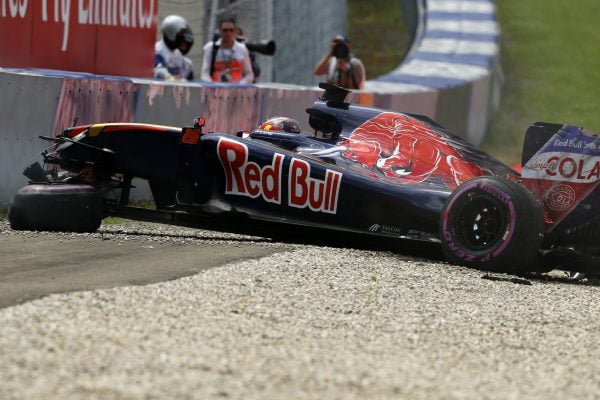 www.sutton-images.com Daniil Kvyat (RUS) Scuderia Toro Rosso STR11 crashed in Q1 at Formula One World Championship, Rd9, Austrian Grand Prix, Qualifying, Spielberg, Austria, Saturday 2 July 2016. BEST IMAGE