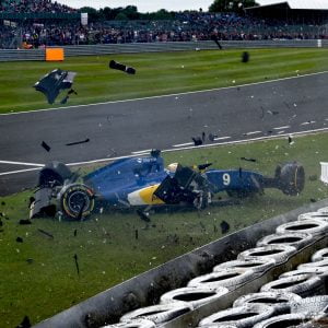 Marcus Ericsson crashte zwaar tijdens de vrije training op Silverstone.