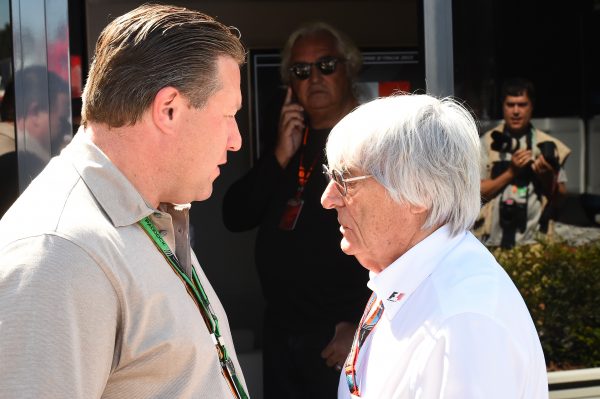 www.sutton-images.com Bernie Ecclestone (GBR) CEO Formula One Group (FOM) and Zak Brown (USA) Founder & CEO Just Marketing International at Formula One World Championship, Rd12, Italian Grand Prix, Race, Monza, Italy, Sunday 6 September 2015.