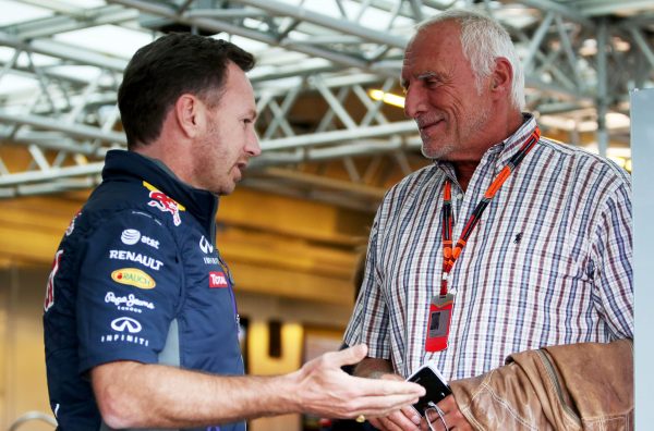 Formula One World Championship 2015, Round 8, Austrian Grand Prix, Spielberg, Austria, Friday 19 June 2015 - L to R): Christian Horner (GBR) Red Bull Racing Team Principal with Dietrich Mateschitz (AUT) CEO and Founder of Red Bull.