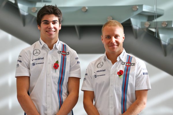 Williams 2017 Driver Announcement, Grove, England, Thursday 3 November 2016 - L to R): Lance Stroll (CDN) Williams with Valtteri Bottas (FIN) Williams.