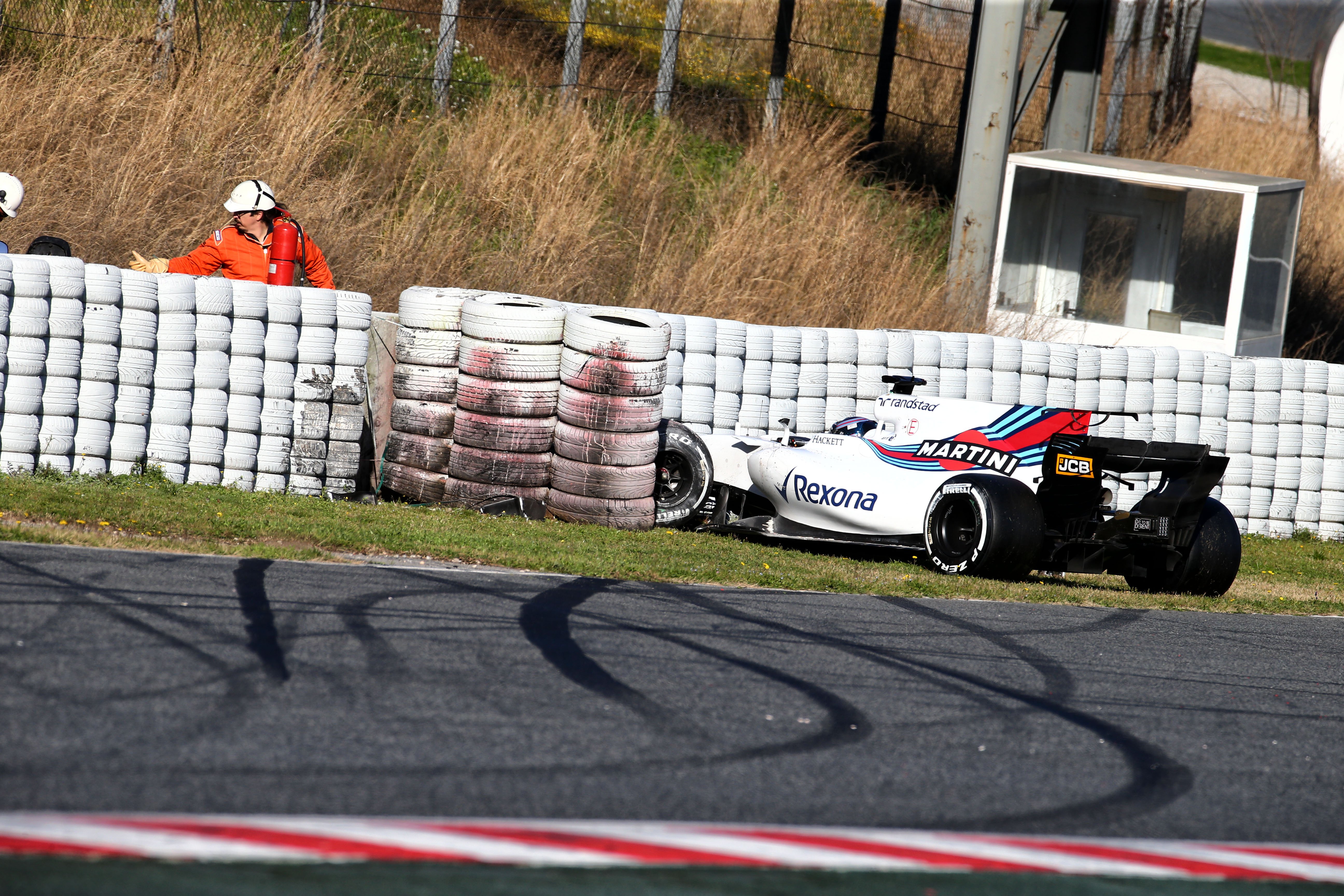 Williams Stroll crash Barcelona Testing