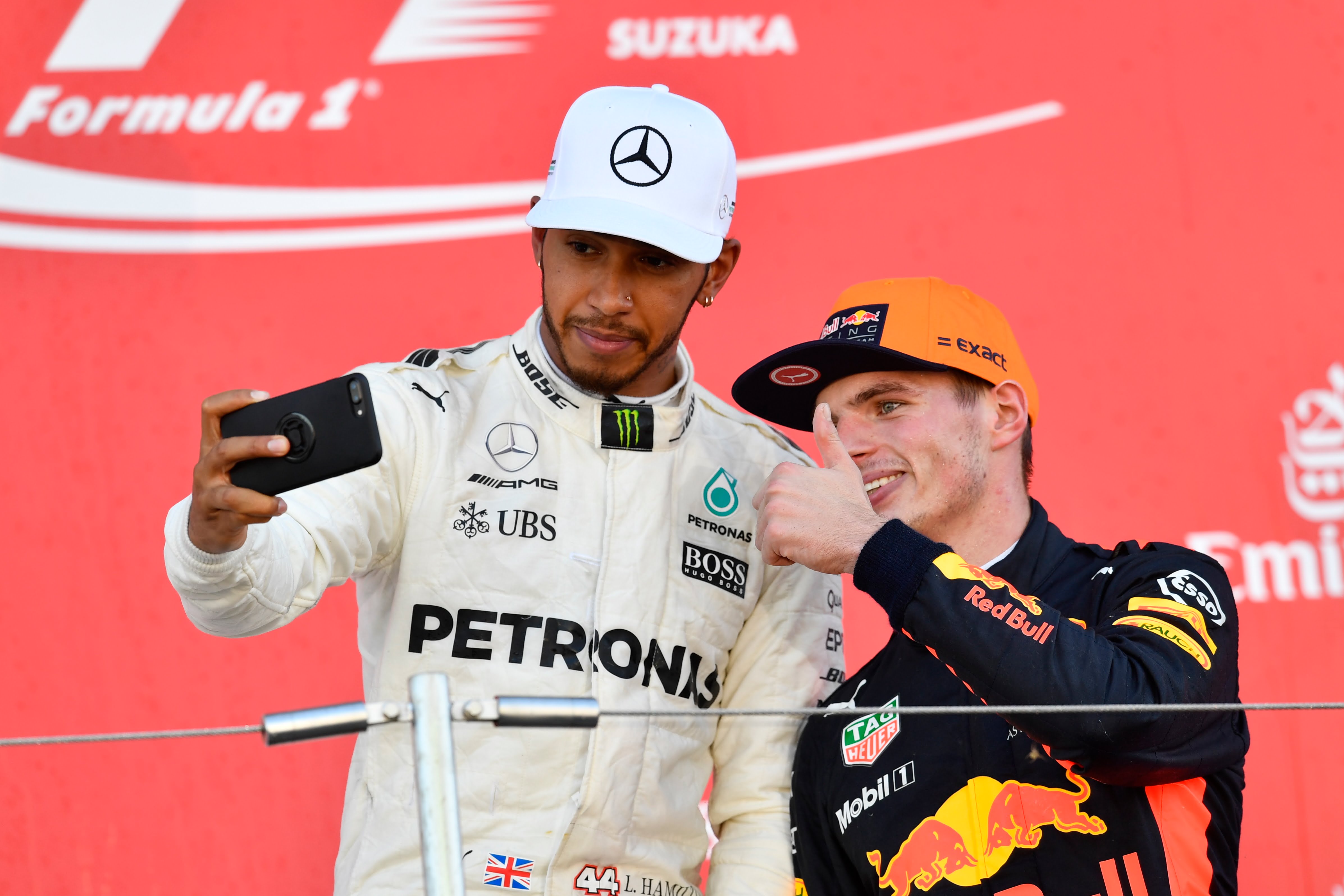 Hamilton en Max Verstappen Suzuka