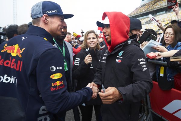 Max Verstappen en Lewis Hamilton