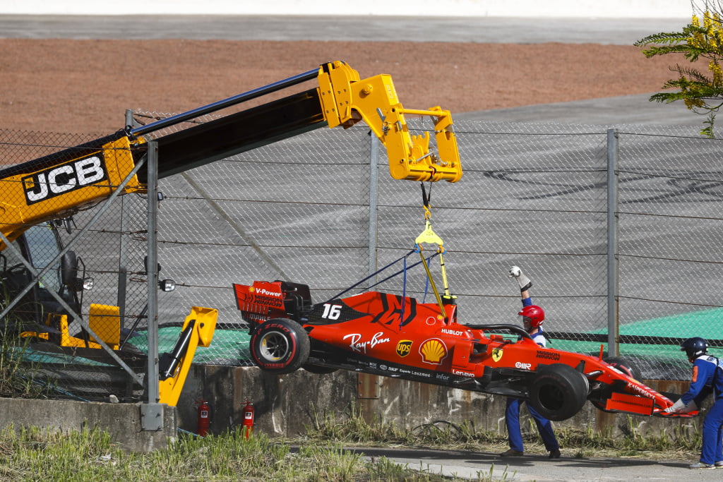 Leclerc crash Vettel Brazilië