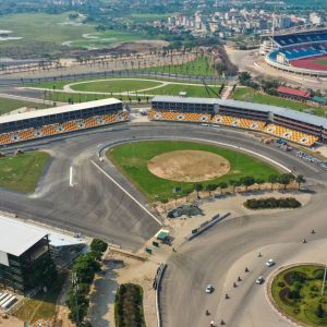 Dronebeelden stratencircuit Hanoi Vietnam