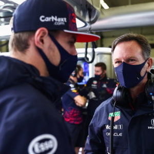 Christian Horner met Max Verstappen in Turkije.