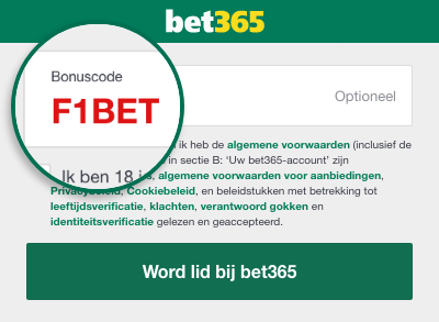 bet365 bonus code: het is F1BET bet365 bonuscode