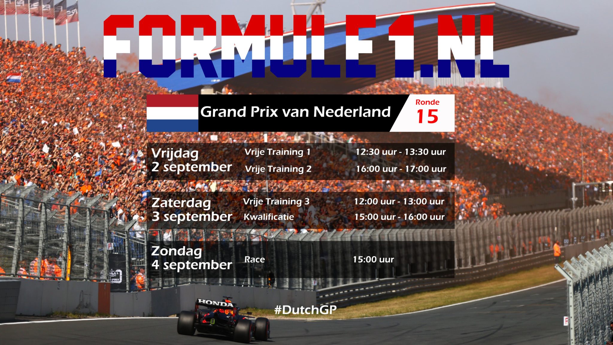 Tijdschema GP Nederland Afwijkende starttijden voor race op Zandvoort