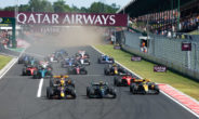 De start van Max Verstappen bij de Grand Prix van Hongarije.