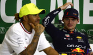 Lewis Hamilton en Max Verstappen