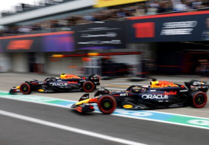 max verstappen en sergio Pérez in suzuka