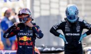 Max Verstappen en George Russell