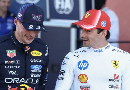 Max Verstappen en Charles Leclerc