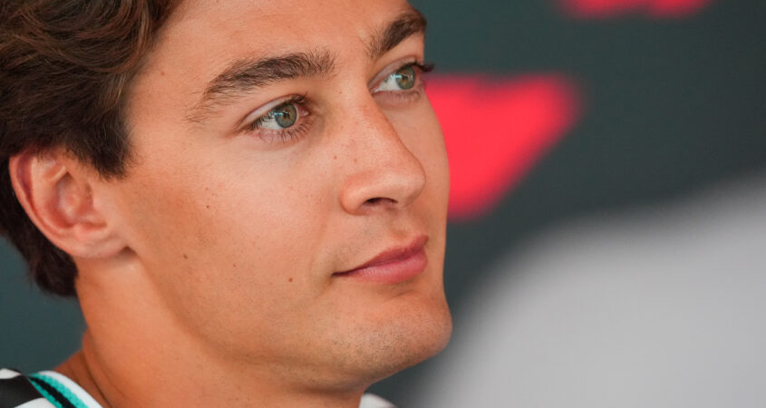 George Russell tijdens de GP Groot-Brittannië